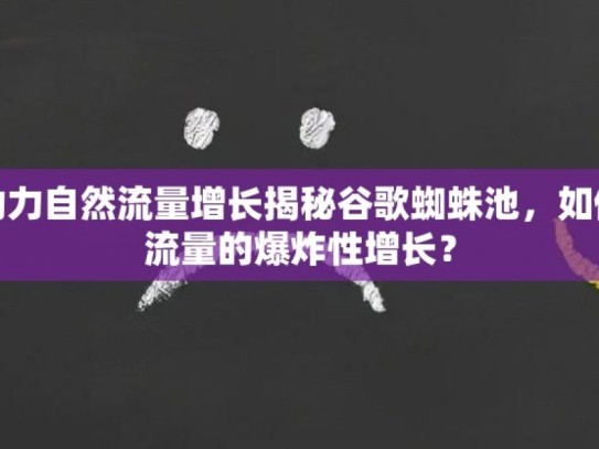 谷歌蜘蛛池如何助力自然流量增长揭秘谷歌蜘蛛池，如何利用它促进自然流量的爆炸性增长？