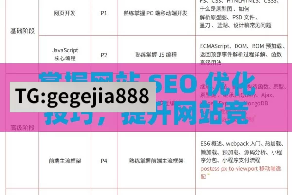 掌握网站 SEO 优化技巧，提升网站竞争力,掌握网站SEO优化技巧，提升搜索引擎排名